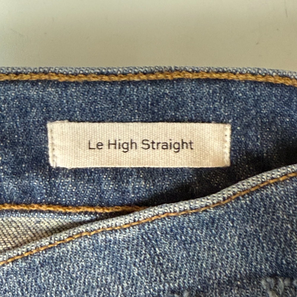 Frame Jeans Womens 26 Blue Le High Straight Raw Hem Medium Wash Cotton Stretch - Picture 13 of 16